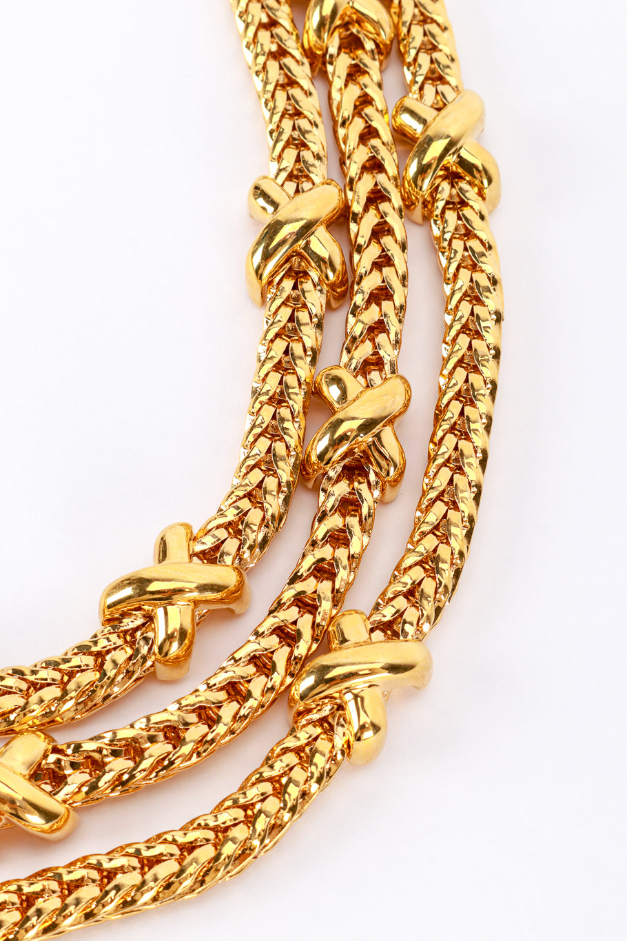 Vintage St. John 3-Strand X Necklace chain front  closeup @recess la