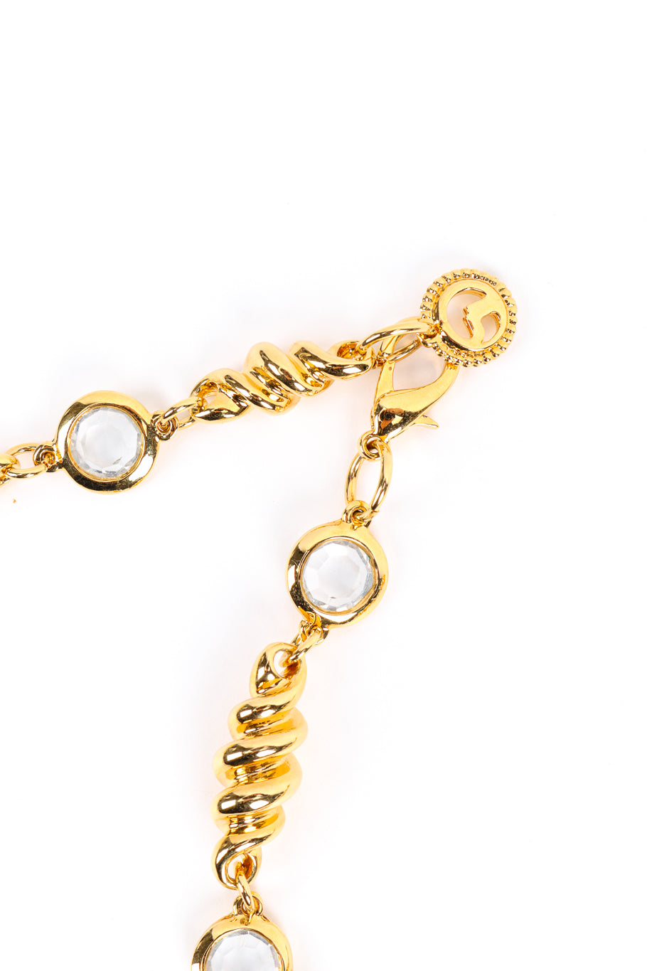 Vintage St. John Fusilli Twist Crystal Necklace signature charm @recess la