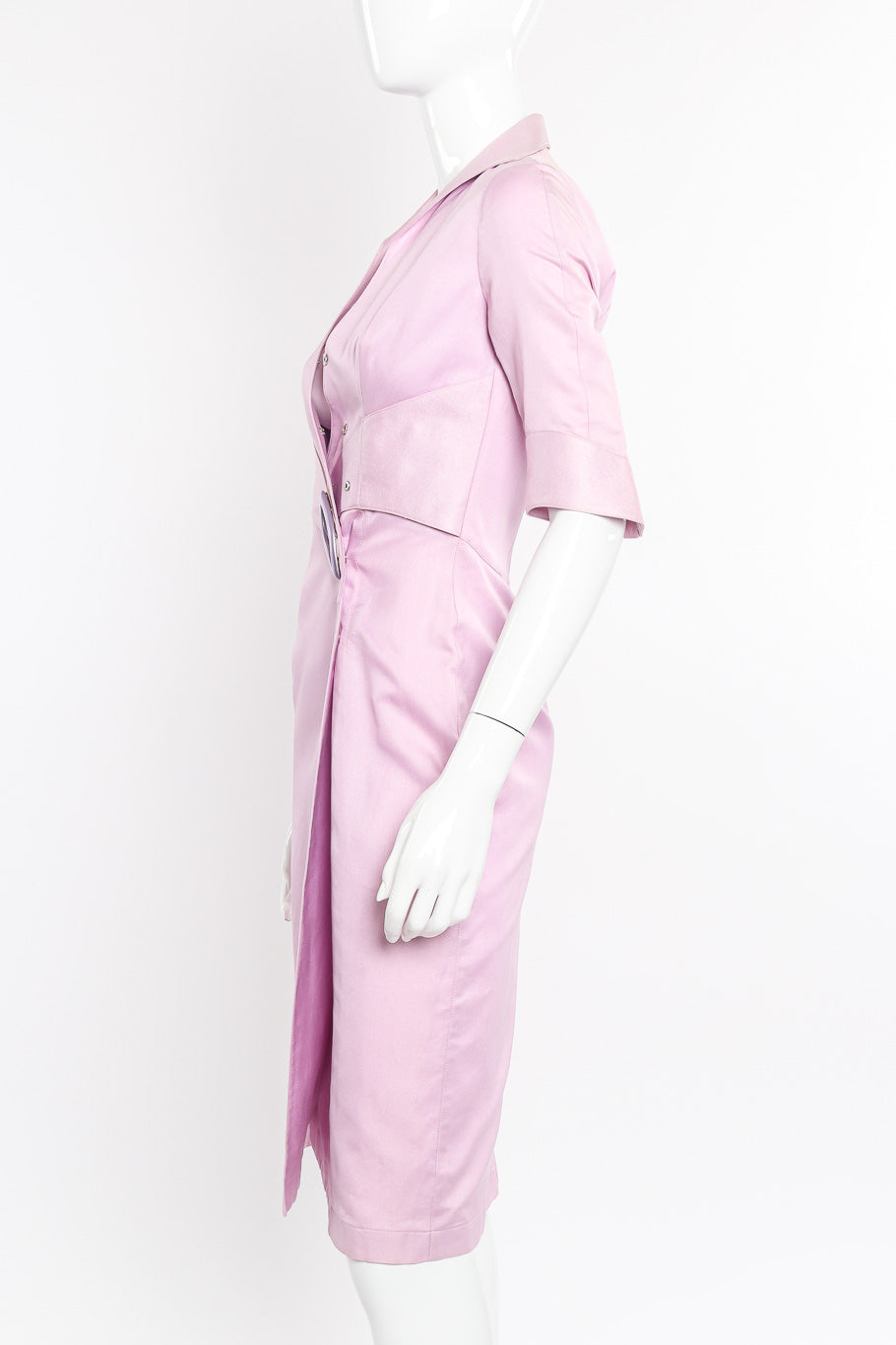 Lilac wrap dress by Thierry Mugler on mannequin side @recessla