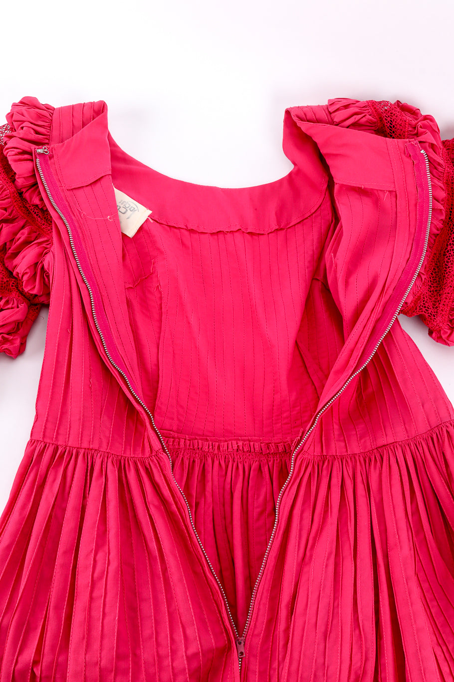 Vintage Tachi Castillo Mexican Pintuck Ruffle Dress back unzipped @recess la