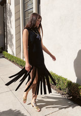 Vintage Pierre Cardin Wool Carwash Shift Dress II on model on sidewalk
