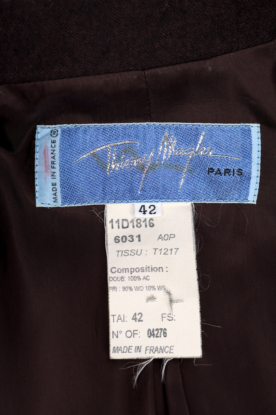 Vintage Thierry Mugler Sculpted Pantsuit jacket signature label @recessla