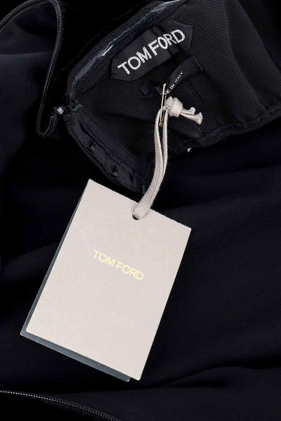 Tom Ford Strapless Velvet & Leopard Cutout Dress signature label and hang tag @recess la