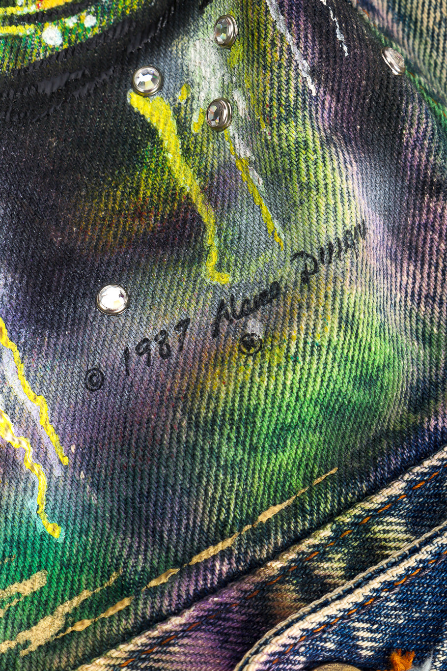 Vintage Tony Alamo The Big Apple Denim Jacket painted signature closeup @Recessla