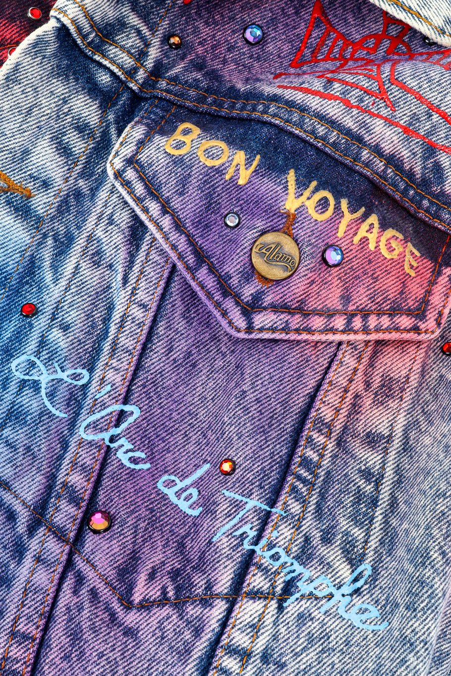 Vintage Tony Alamo Paris Denim Jacket flap pocket closeup @recessla