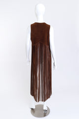 Vintage Trapper's Bay Long Fringe Suede Vest back on mannequin @recess la