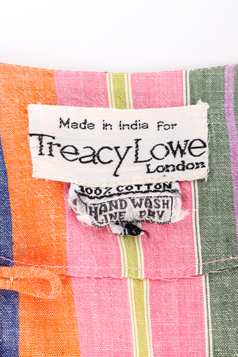 Vintage Tracy Lowe Embroidered Stripe Tunic Dress signature label @recess la