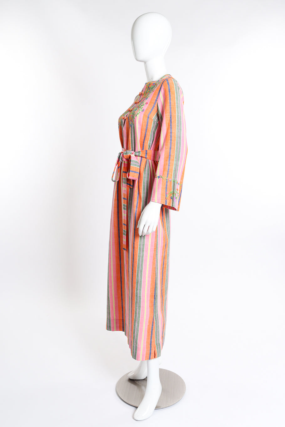 Vintage Tracy Lowe Embroidered Stripe Tunic Dress side on mannequin @recess la