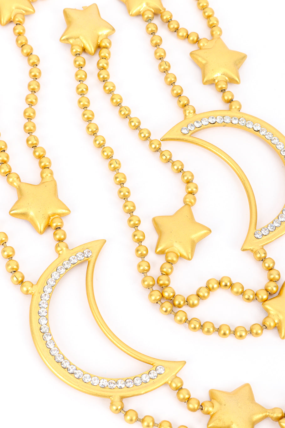 Vintage Ugo Correani Star and Crescent Moon Necklace front charm closeup @recess la