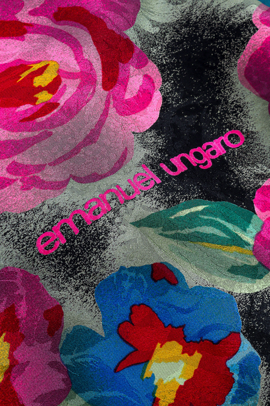 Silk floral scarf by Emanuel Ungaro signature close @recessla