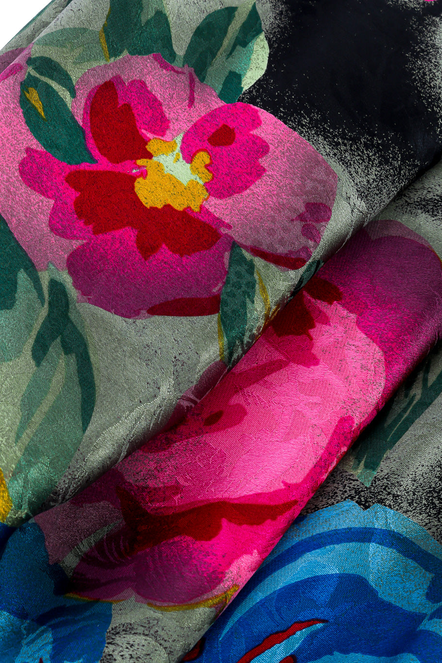 Silk floral scarf by Emanuel Ungaro print close @recessla