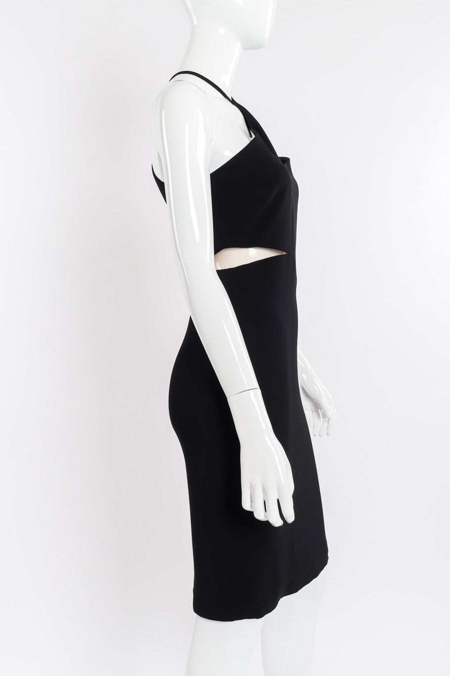 Versace Asymmetric Cut-Out Dress side view closeup on mannequin @Recessla 