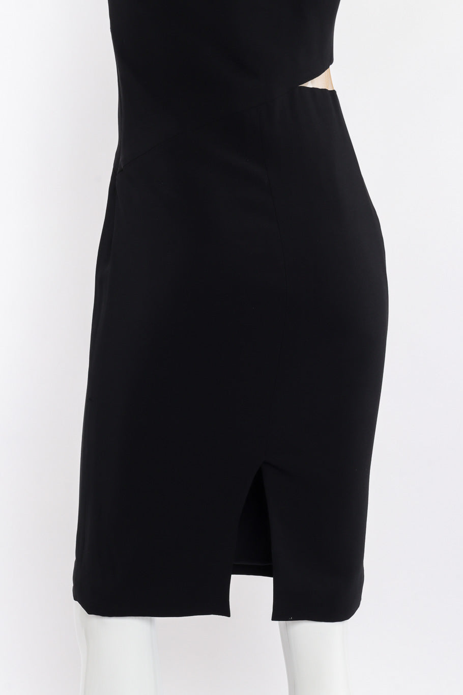Versace Asymmetric Cut-Out Dress back split seam closeup @Recessla