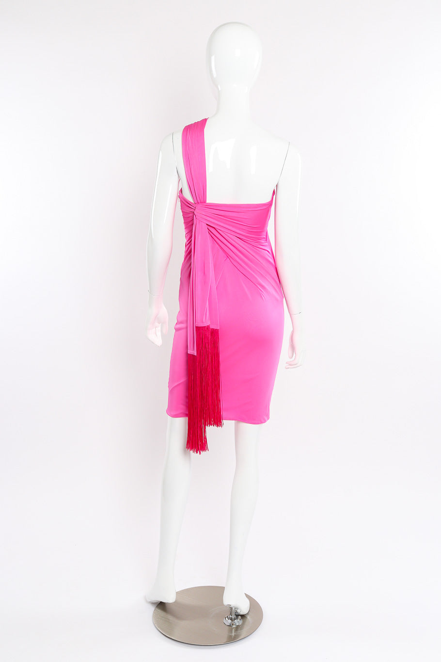 Versace Ruche One-Shoulder Dress back view on mannequin @Recessla