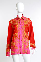 Vintage Versace Filigree Print Blouse front view on mannequin @RECESS LA