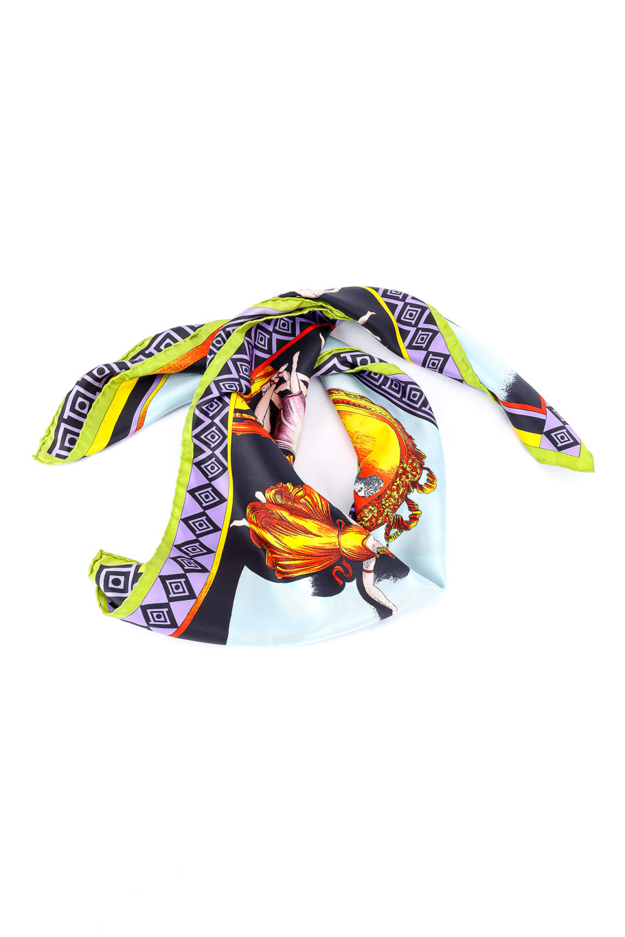 Silk scarf by Gianni Versace flat lay twisted and tied @recessla