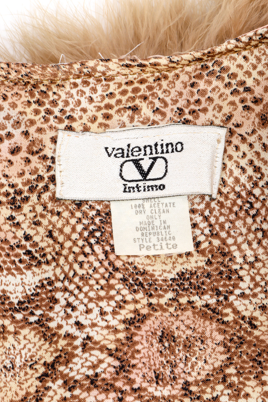 Vintage Valentino Intimo Marabou Fur Duster signature label closeup @recess la