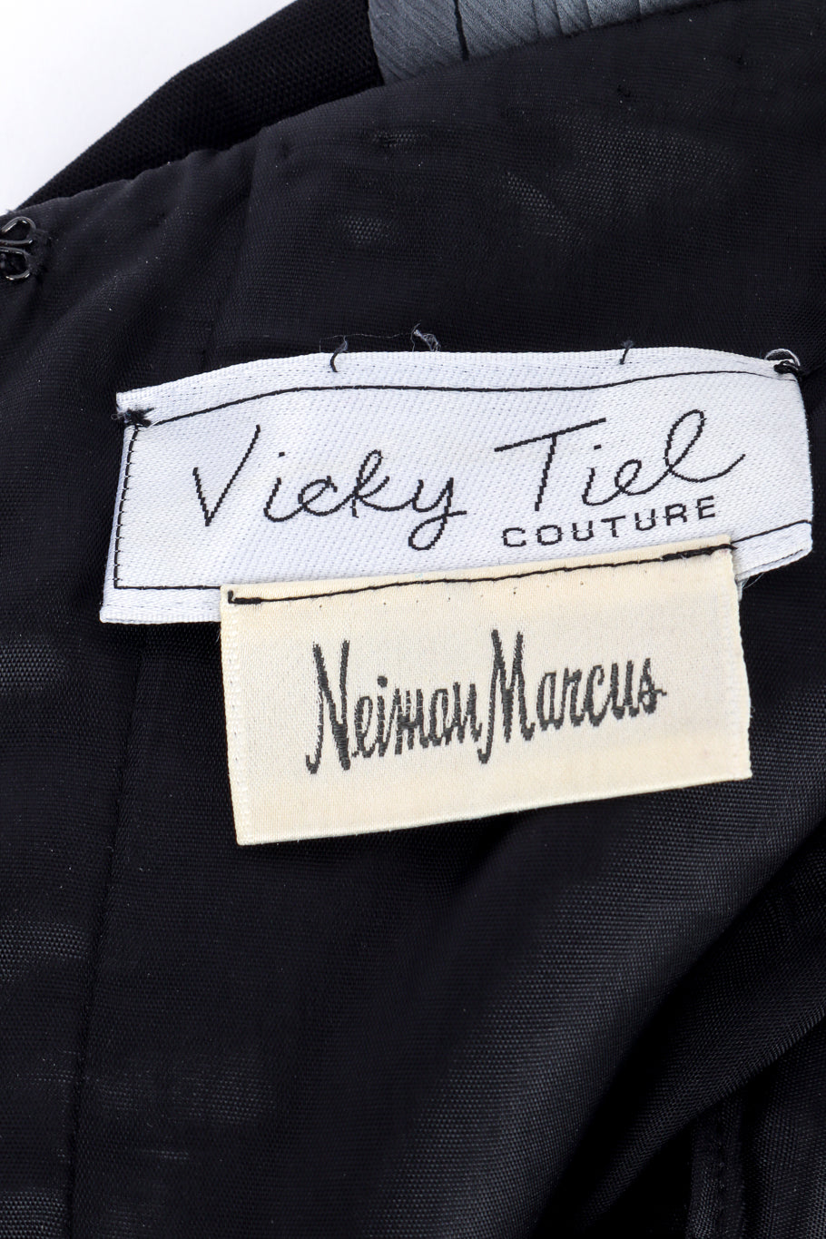 Vintage Vicky Tiel Couture Ruched Ombre Strapless Gown signature labels @recessla