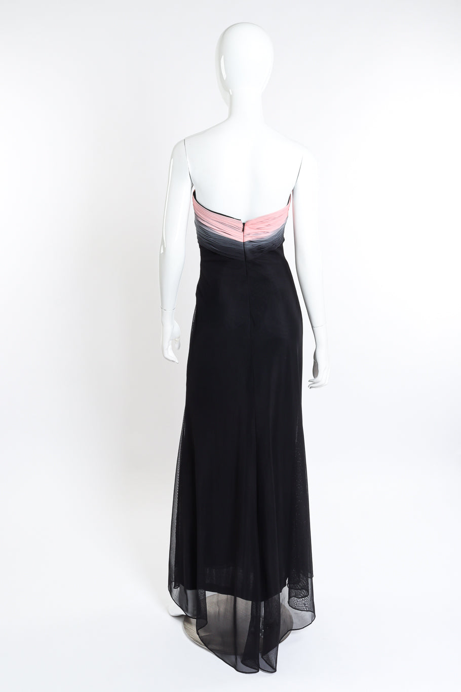 Vintage Vicky Tiel Couture Ruched Ombre Strapless Gown back on mannequin @recessla