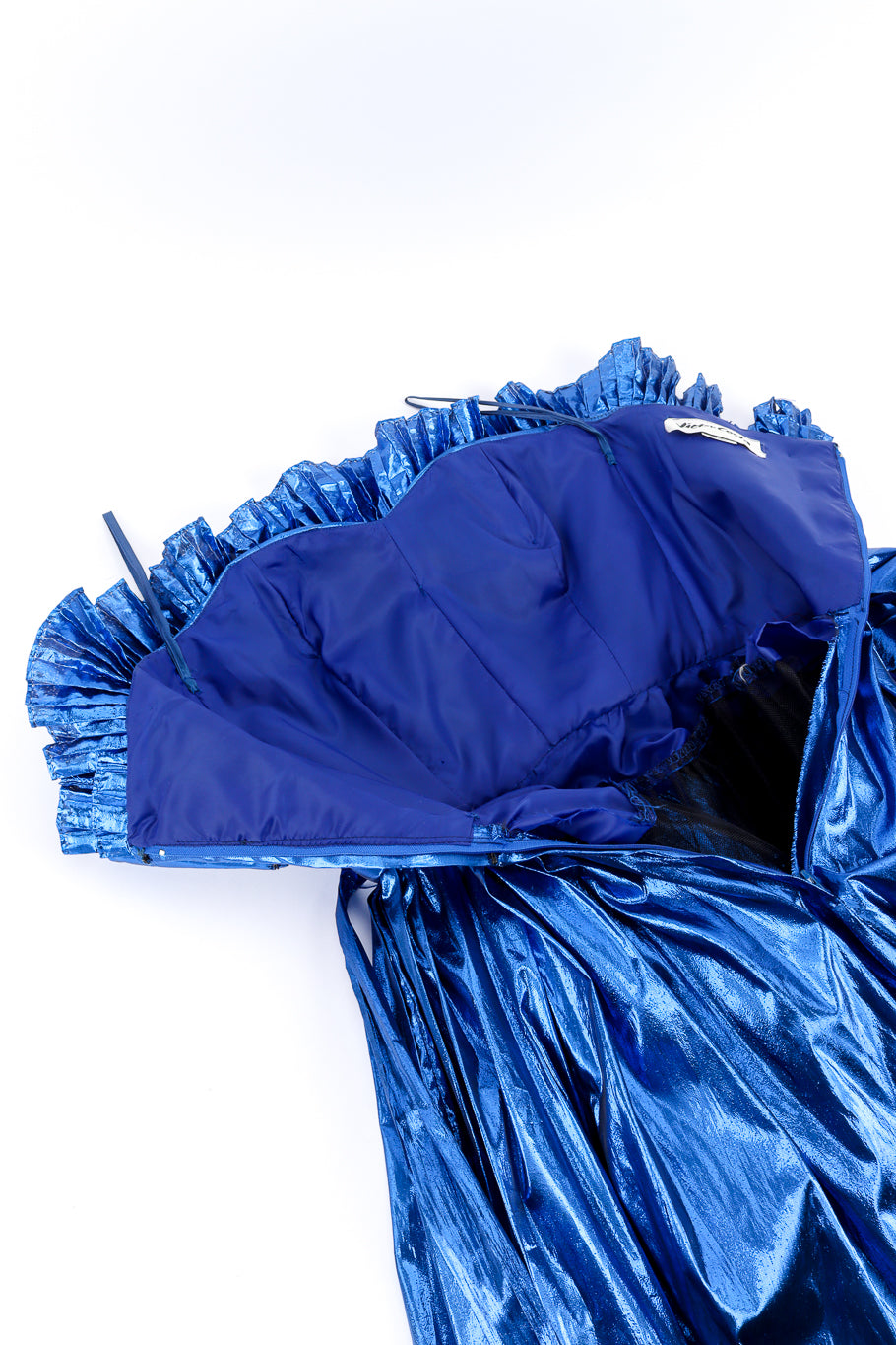Vintage Victor Costa Metallic Ruffle Gown back unzipped @recessla