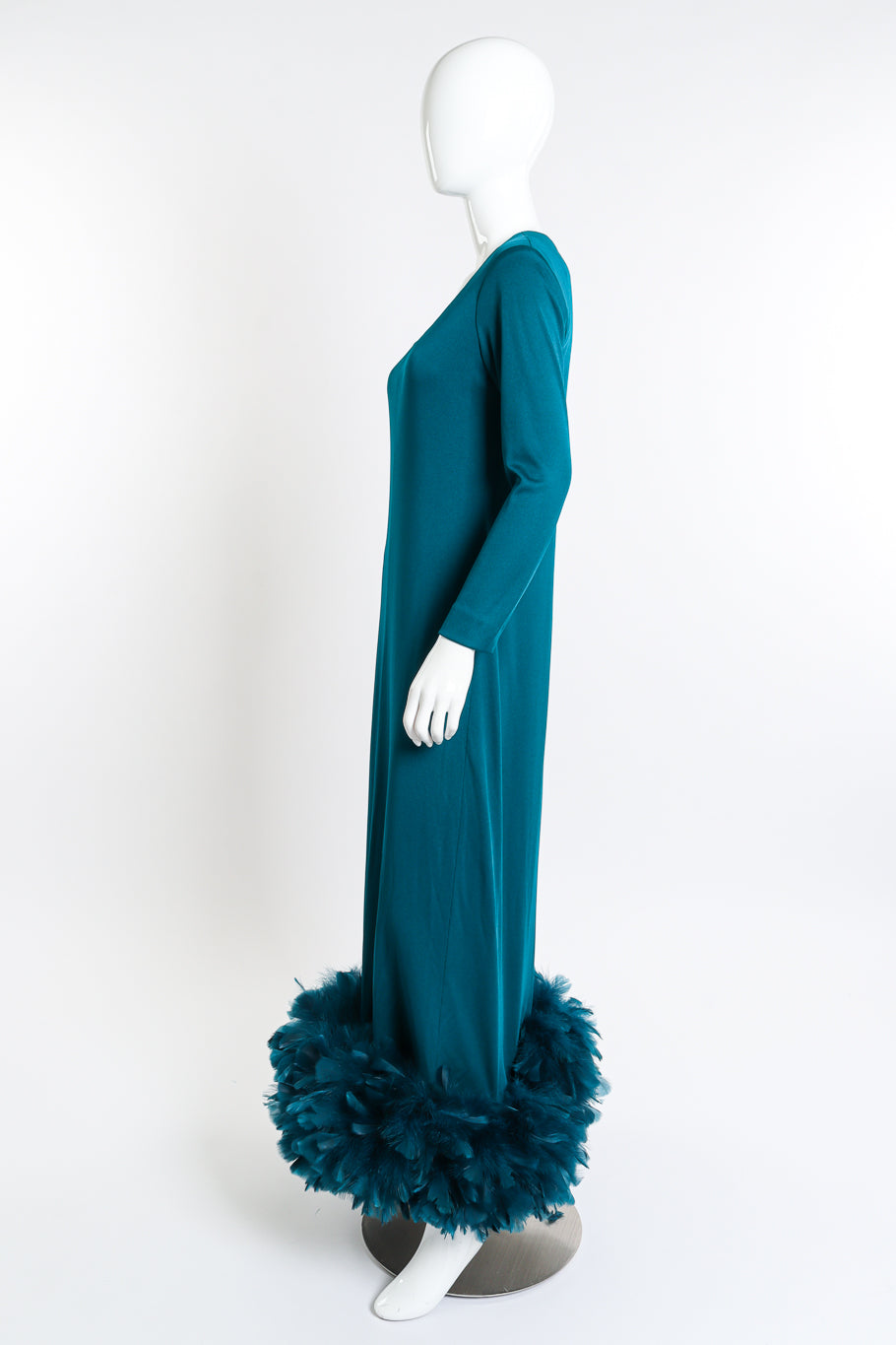 Feather Trim Gown by Victor Costa on mannequin side @Recess LA