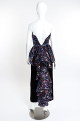 Vintage Victor Costa Metallic Velvet Ruffle Dress back on mannequin @recess la