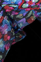 Vintage Victor Costa Metallic Velvet Ruffle Dress metallic lamé closeup @recess la