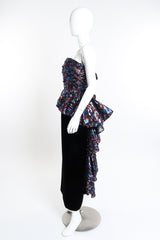 Vintage Victor Costa Metallic Velvet Ruffle Dress side on mannequin @recess la
