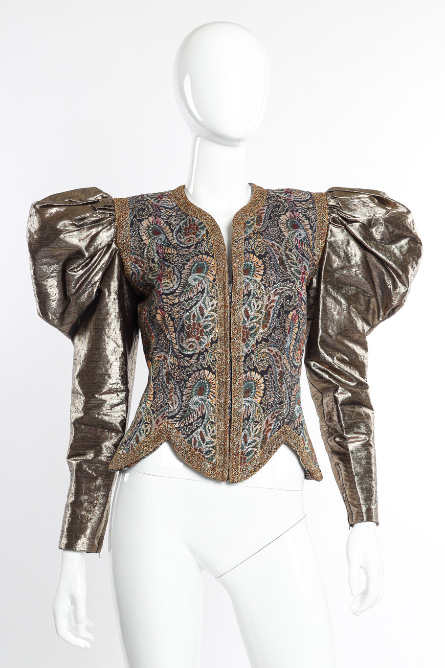 Vintage Victor Costa Paisley Puff Sleeve Jacket front on mannequin @recessla