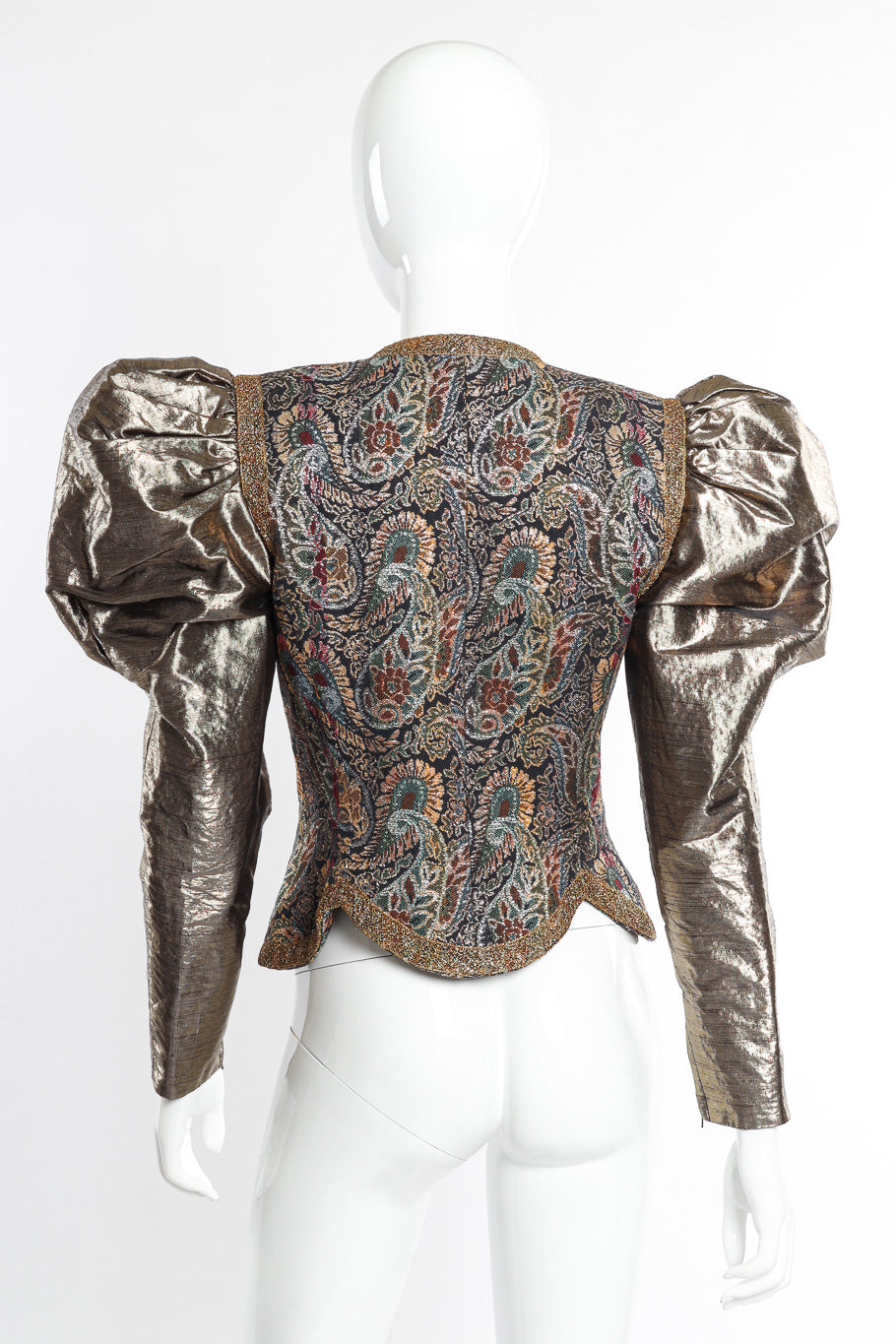 Vintage Victor Costa Paisley Puff Sleeve Jacket back on mannequin @recessla