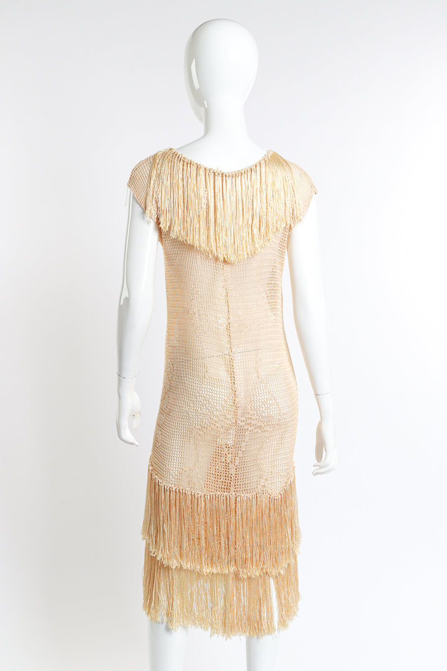 Vintage Crochet Flapper Fringe Dress back mannequin @RECESS LA