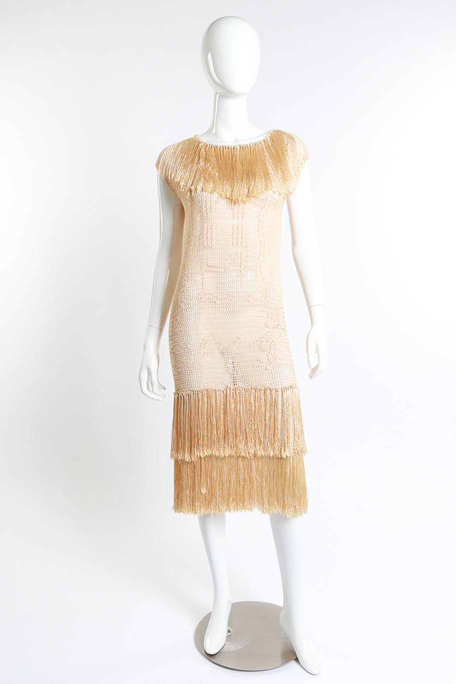 Vintage Crochet Flapper Fringe Dress on mannequin @RECESS LA