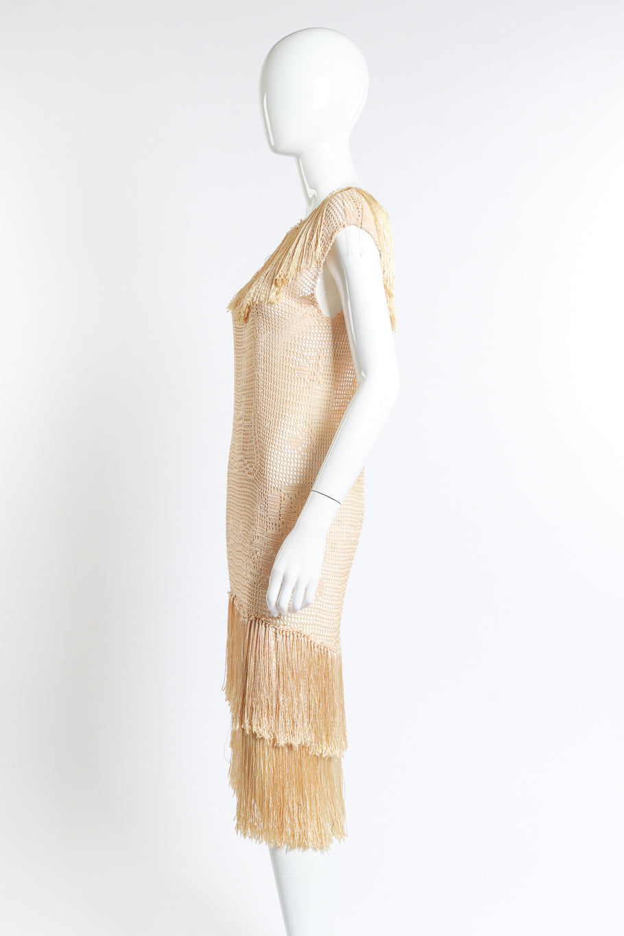 Vintage Crochet Flapper Fringe Dress side mannequin @RECESS LA