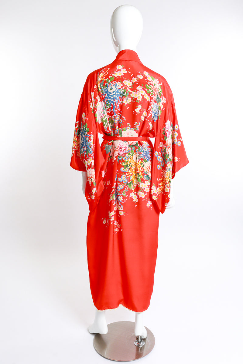 Vintage Floral Silk Kimono back on mannequin @recess la