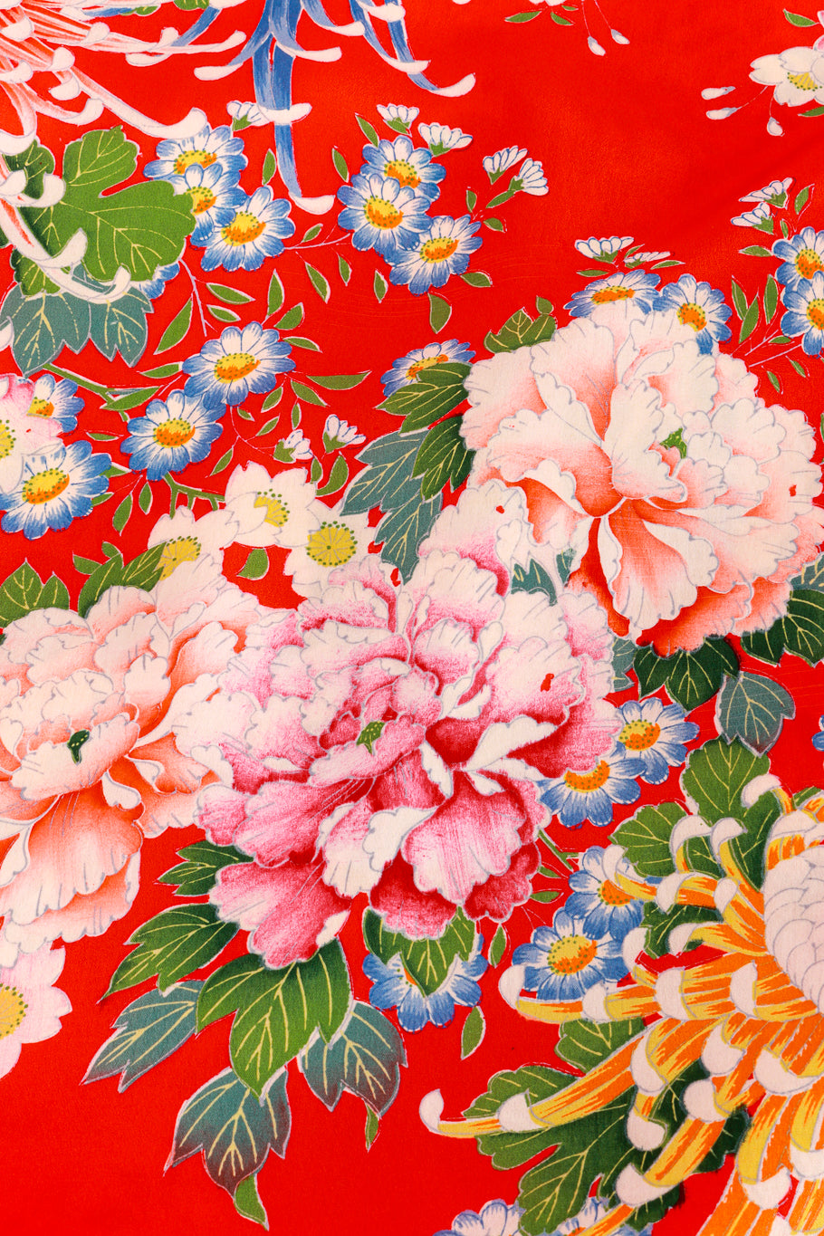 Vintage Floral Silk Kimono fabric print closeup @recess la