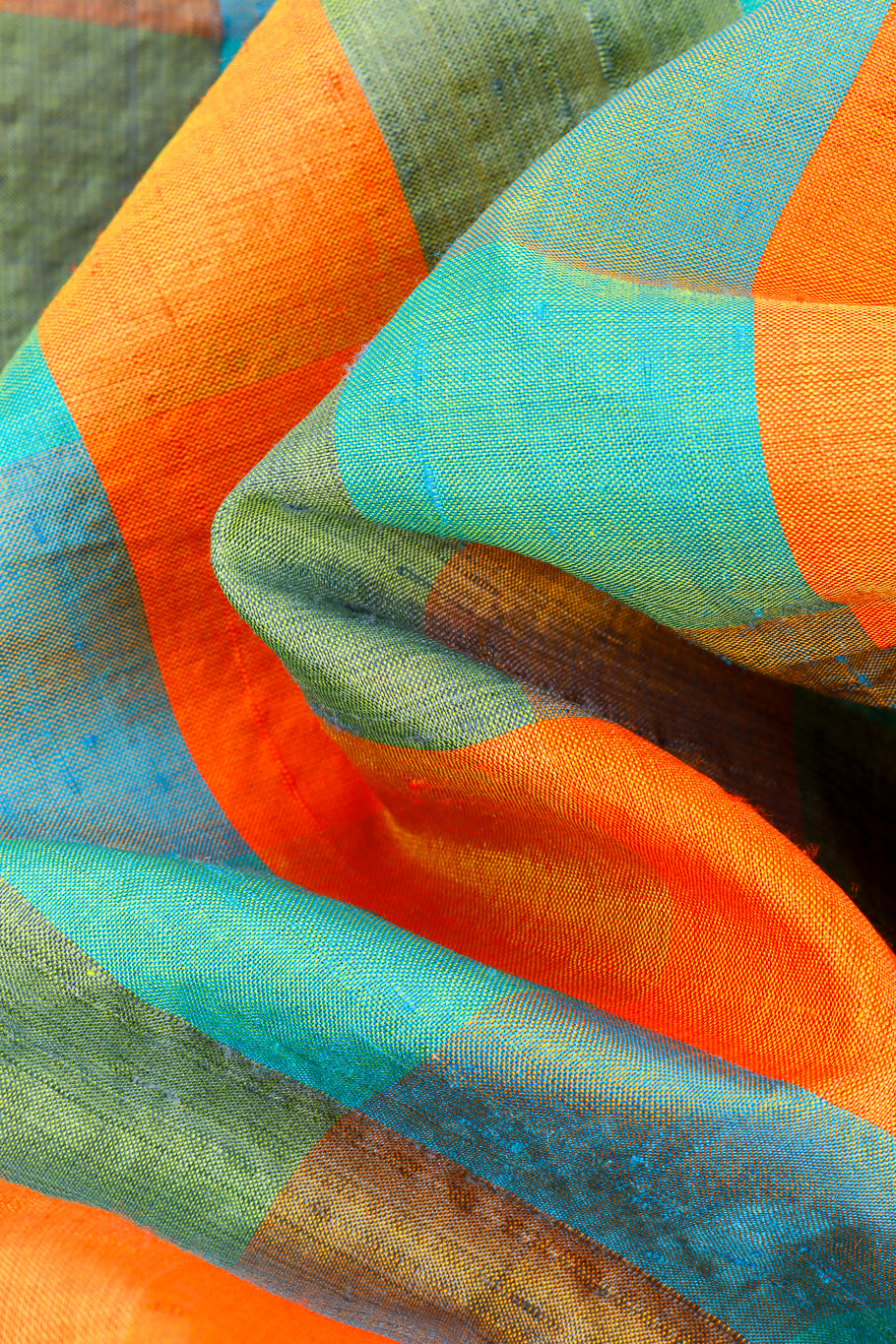 Vintage Silk Gingham Maxi Skirt plaid fabric closeup @recess la