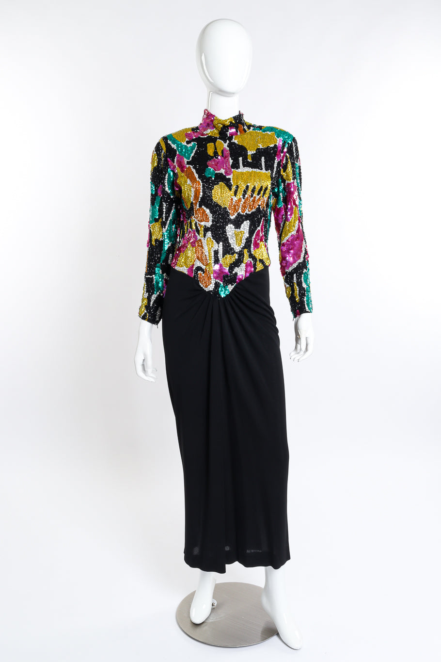 Vintage Abstract Beaded Top Gown front on mannequin @recess la
