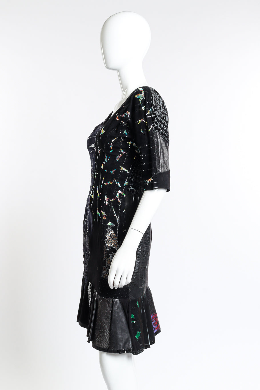 Vintage Patchwork Metallic Dress side mannequin @RECESS LA