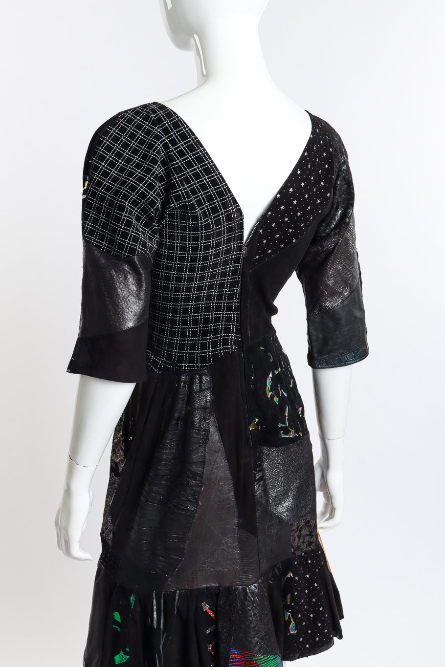Vintage Patchwork Metallic Dress back mannequin @RECESS LA