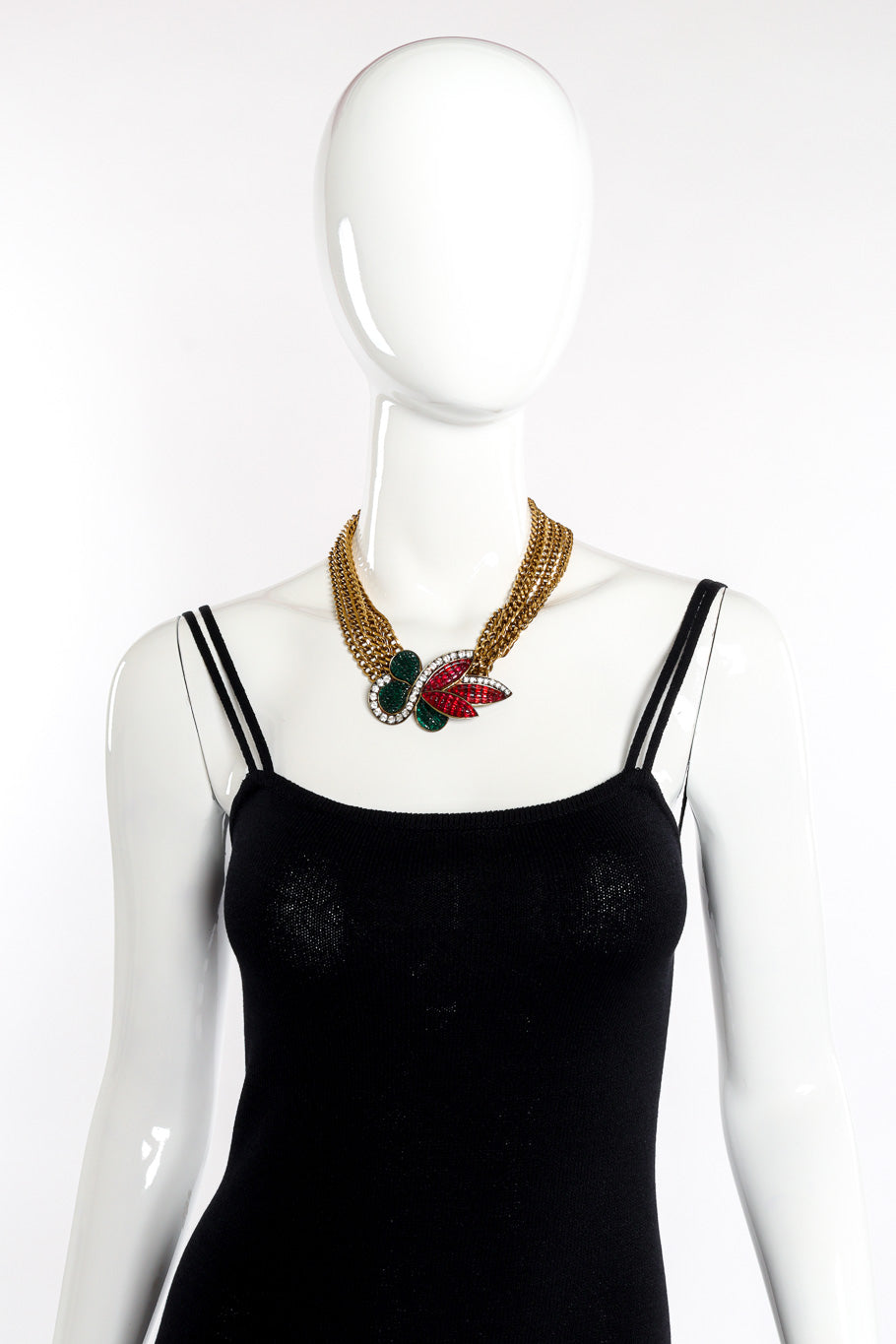 Vintage Tess Designs Multi Strand Fleur Pendant Necklace on mannequin @recessla