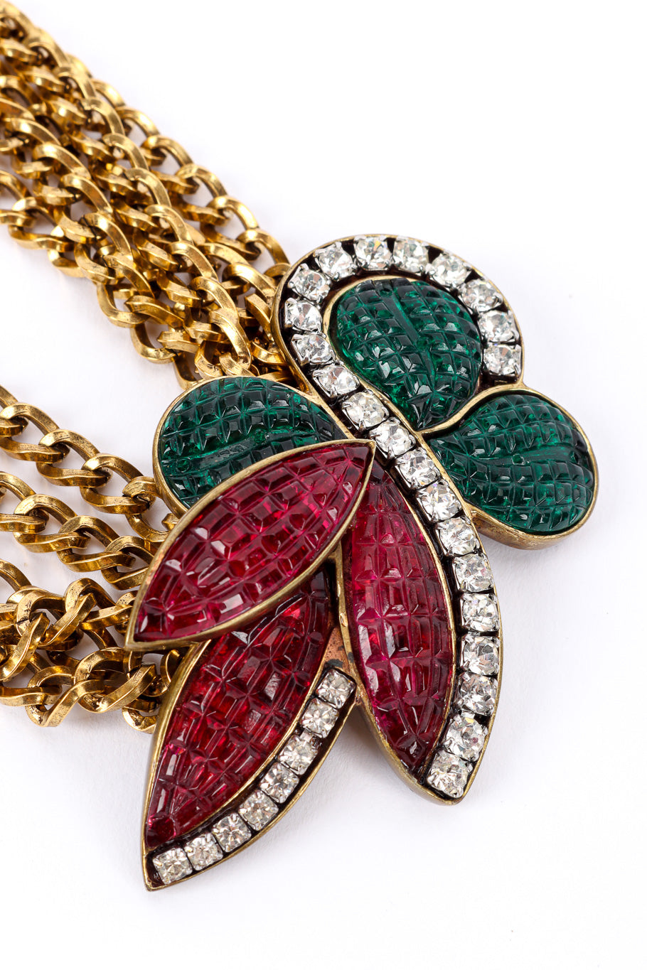 Vintage Tess Designs Multi Strand Fleur Pendant Necklace pendant closeup @recessla