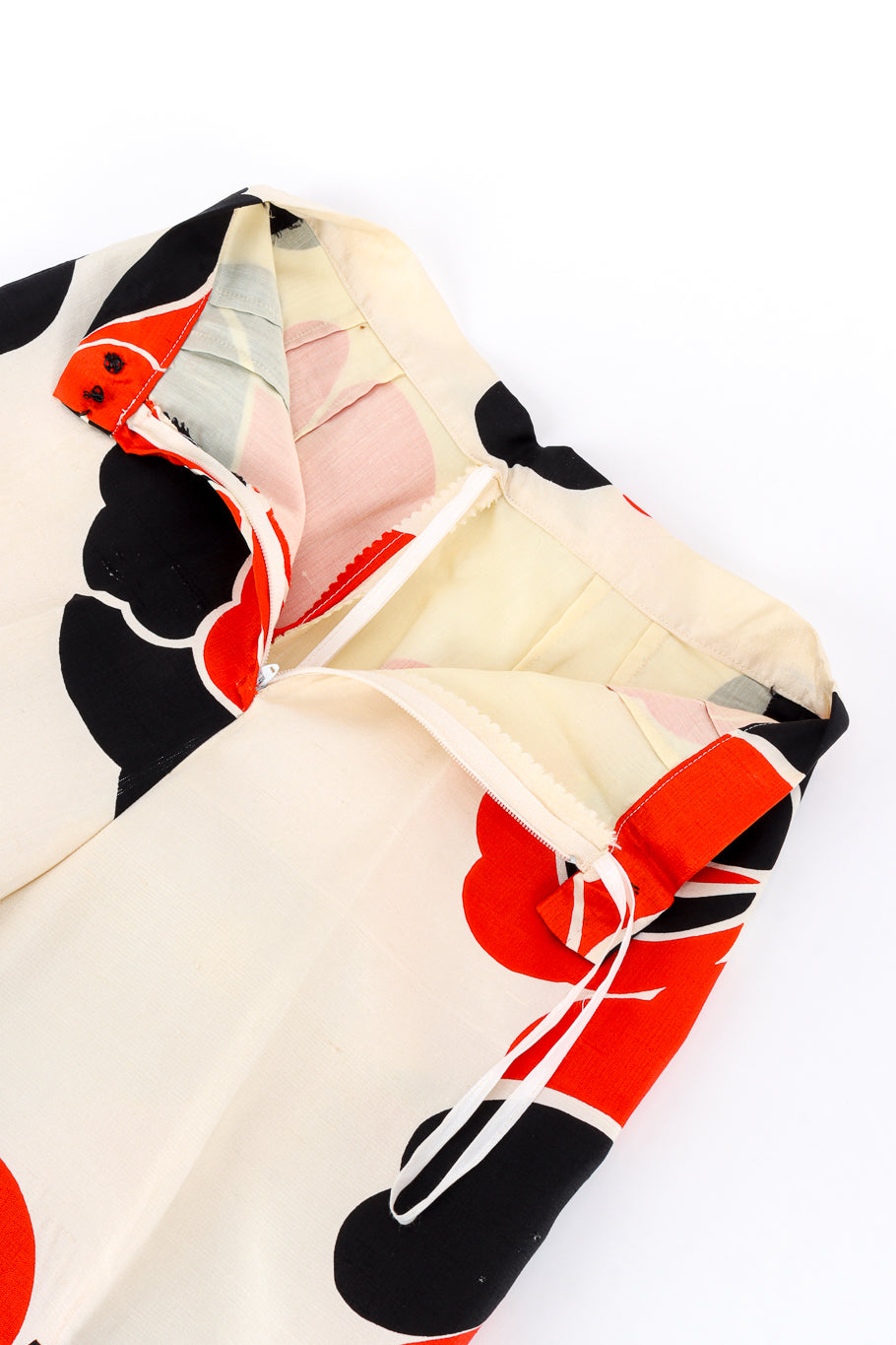 Vintage Charles Cooper Mod Flower Blouse, Pant & Sash Set pant front unzipped @recess la