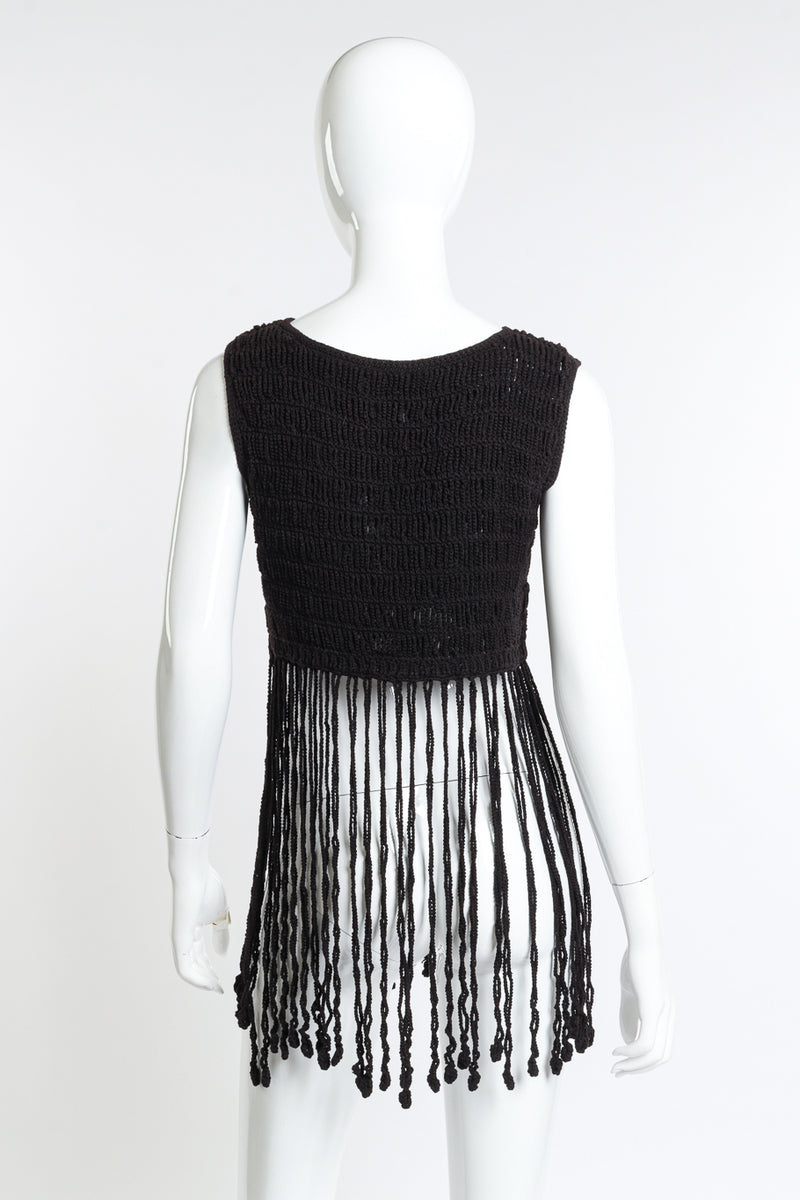 Vintage Vivienne Tam Crochet Fringe Crop Top back on mannequin @recess la
