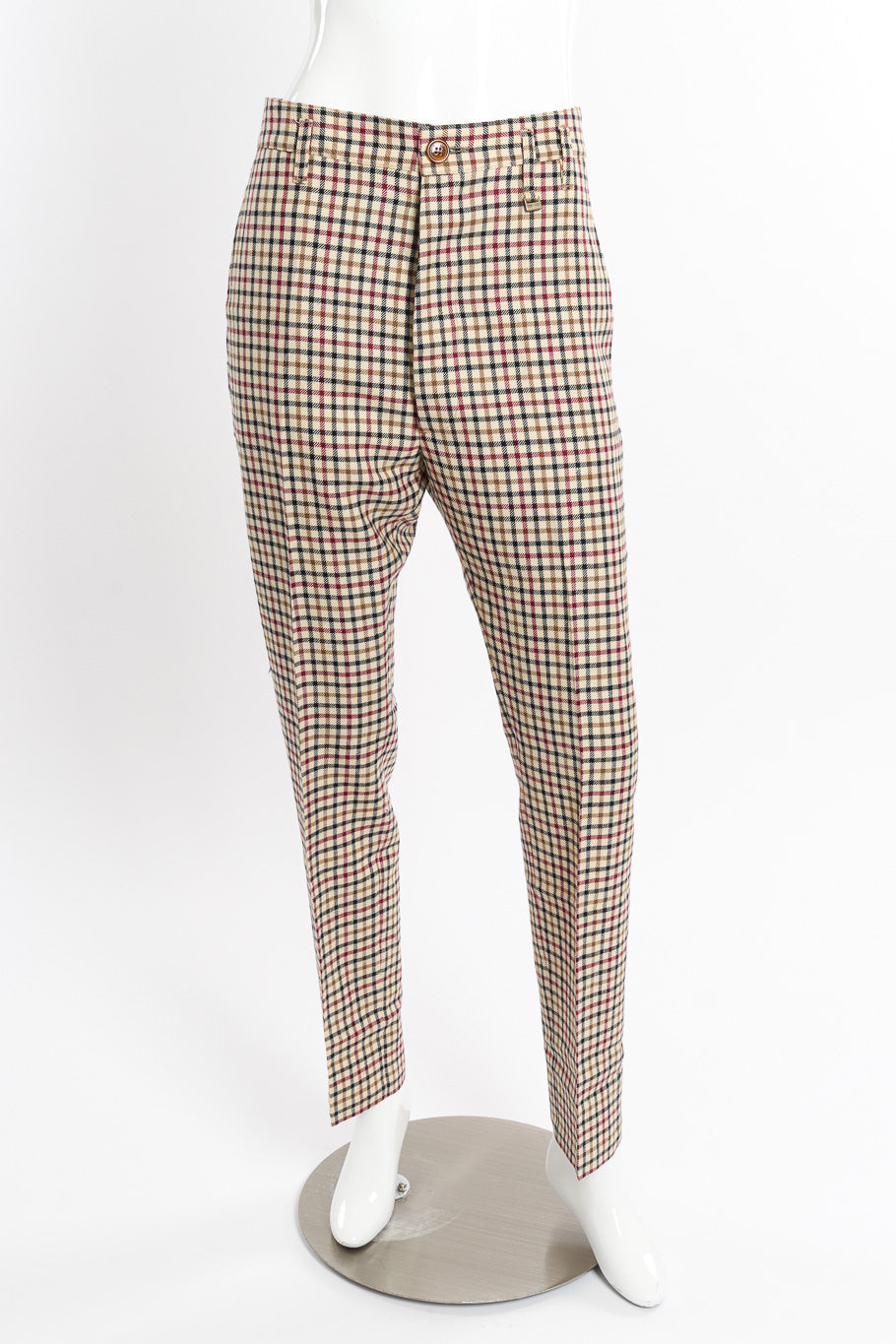 2011 F/W Gingham Vest & Trouser Set by Vivienne Westwood on mannequin pants only front  @recessla