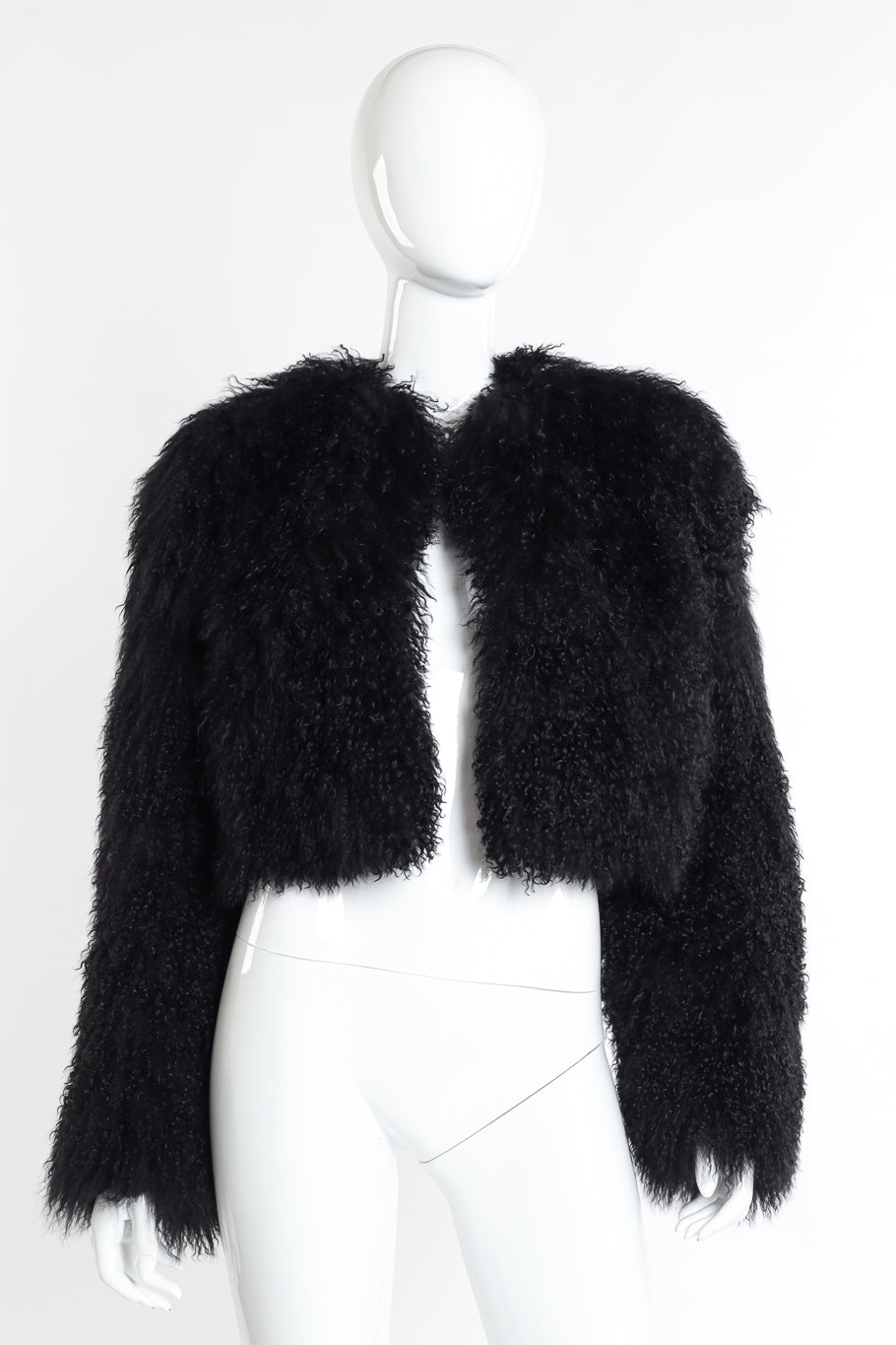 Yves Saint Laurent Mongolian Fur Jacket open front on mannequin @recessla