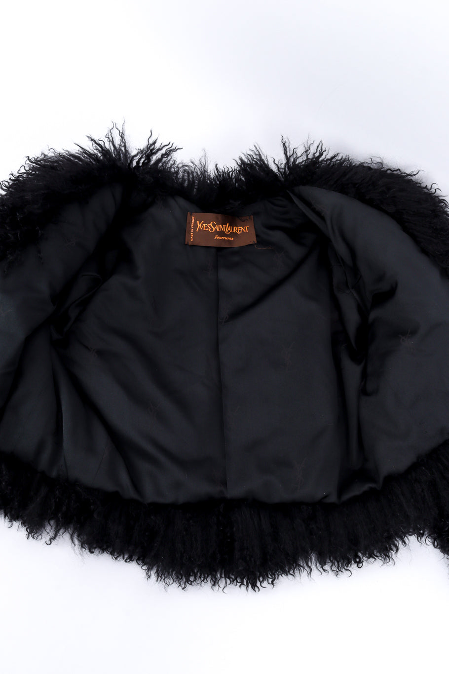 Yves Saint Laurent Mongolian Fur Jacket view of lining @recessla