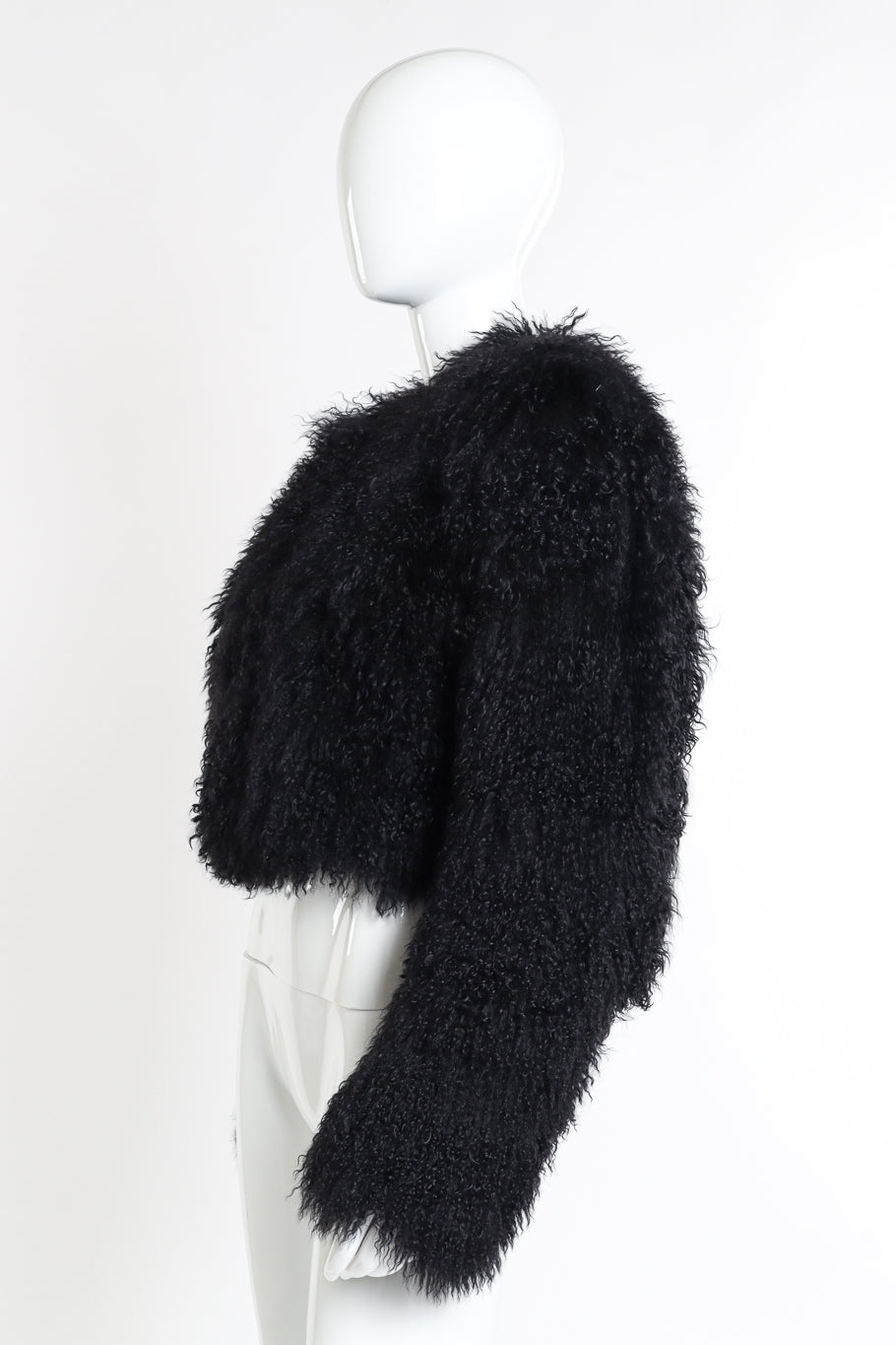 Yves Saint Laurent Mongolian Fur Jacket side on mannequin @recessla