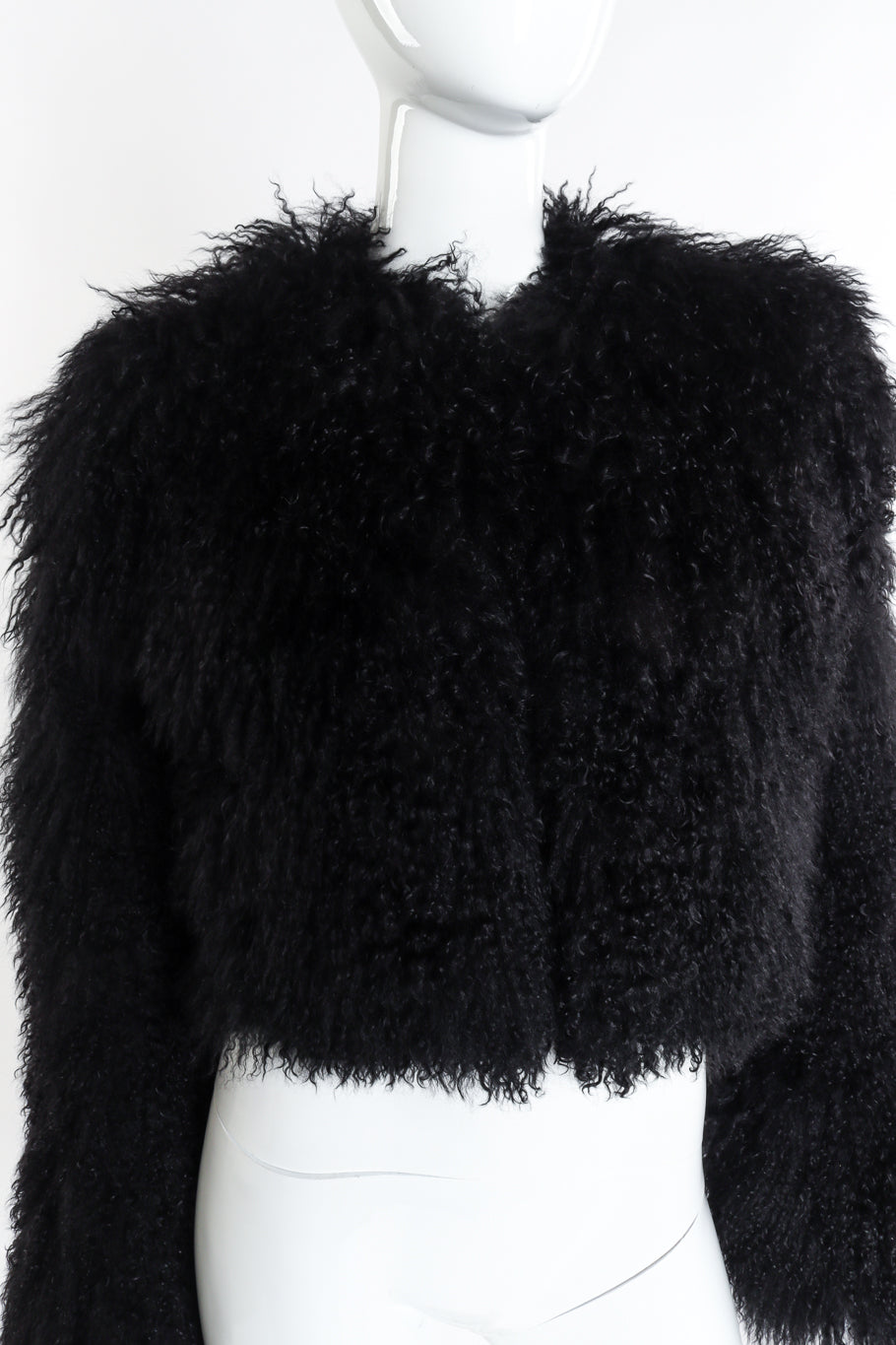 Yves Saint Laurent Mongolian Fur Jacket front on mannequin closeup @recessla