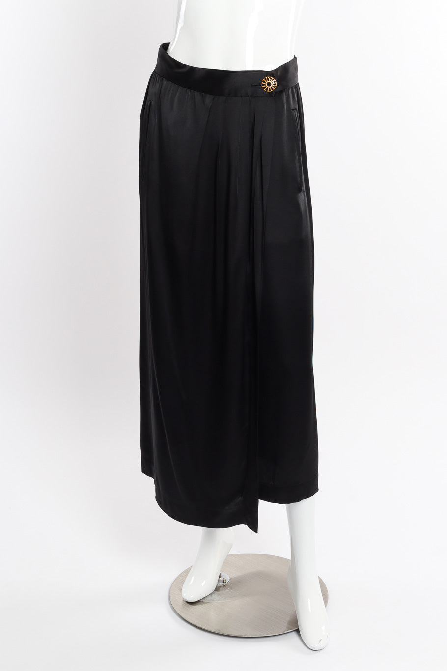 Vintage Yves Saint Laurent Wrap Midi Skirt front view on mannequin @recessla
