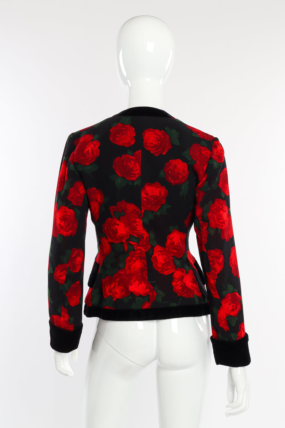 Vintage Yves Saint Laurent Rose Velvet Trim Jacket back on mannequin @recessla